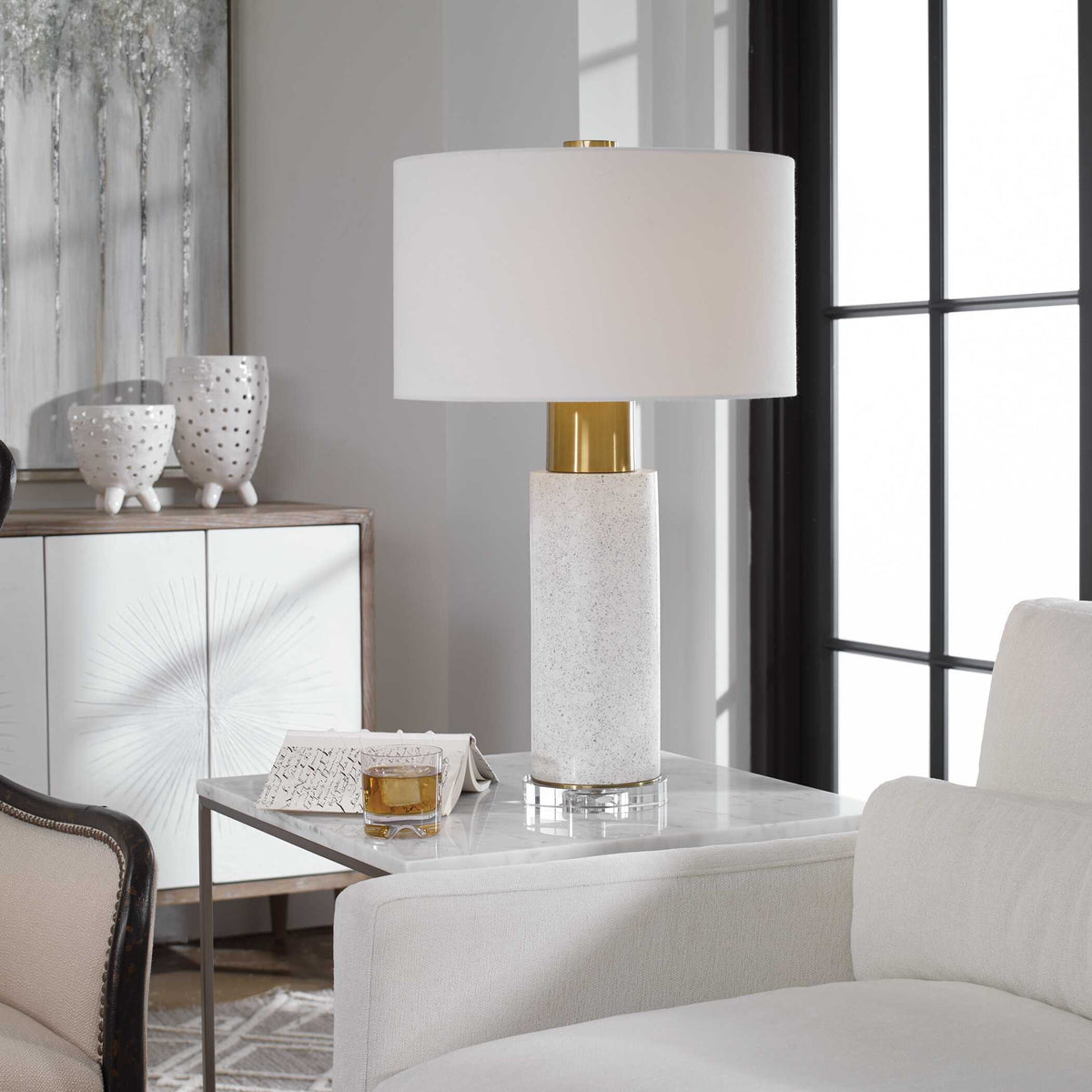 Vaeshon Concrete Table Lamp - White / Yellow by Uttermost - View 2