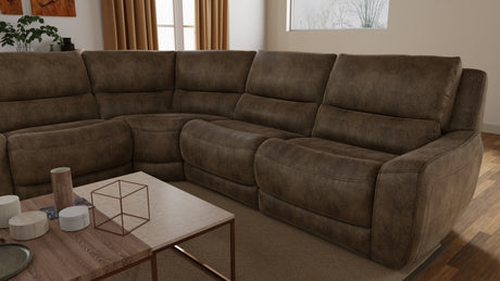 6-Piece Performance Fabric Power Reclining Sectional in Texas Slate - sold by Home Elegance USA