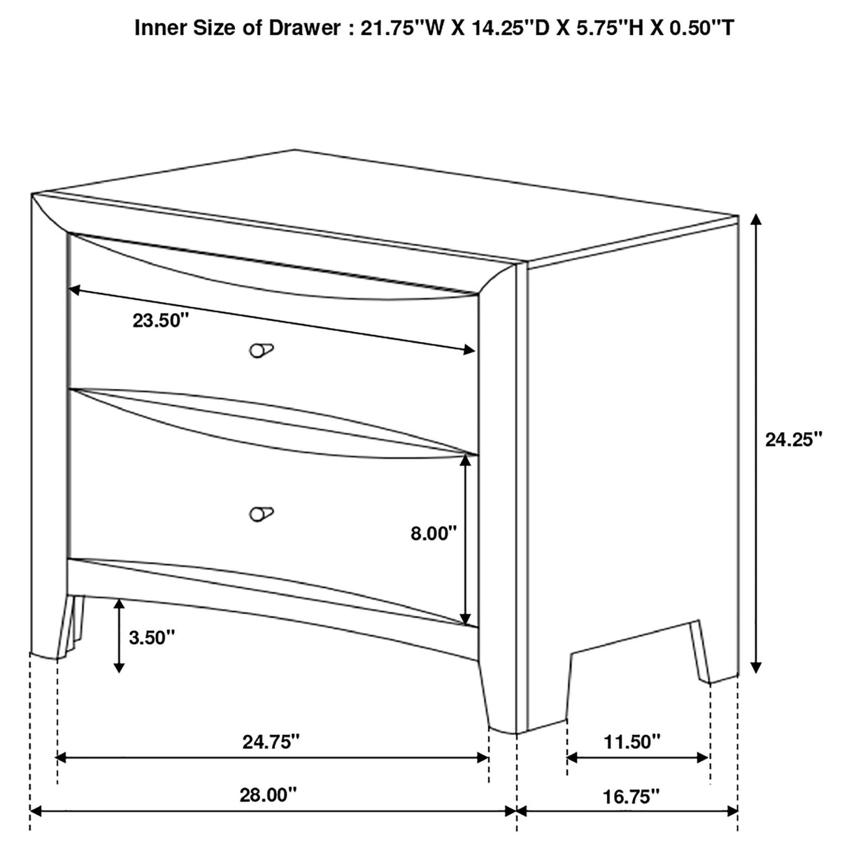 Nightstand - Phoenix 2-drawer Nightstand Deep Cappuccino