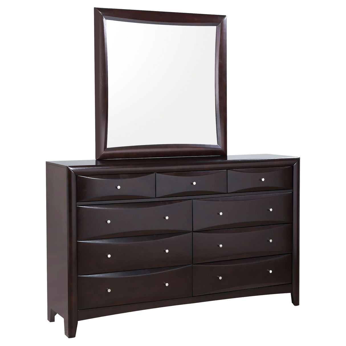 Dresser With Mirror - Phoenix 9-drawer Dresser with Mirror Deep Cappuccino