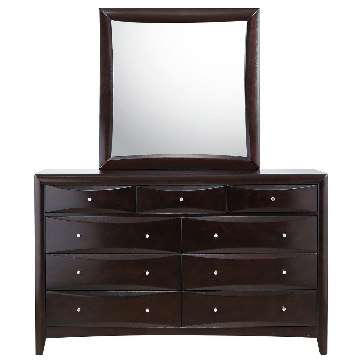 Dresser With Mirror - Phoenix 9-drawer Dresser with Mirror Deep Cappuccino