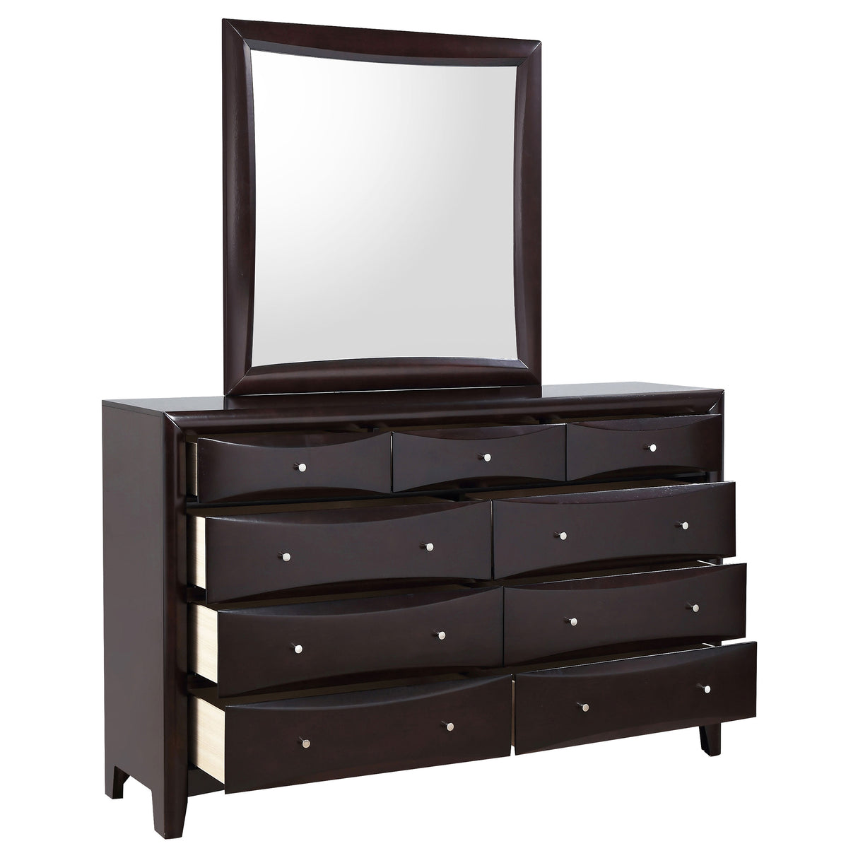 Dresser With Mirror - Phoenix 9-drawer Dresser with Mirror Deep Cappuccino