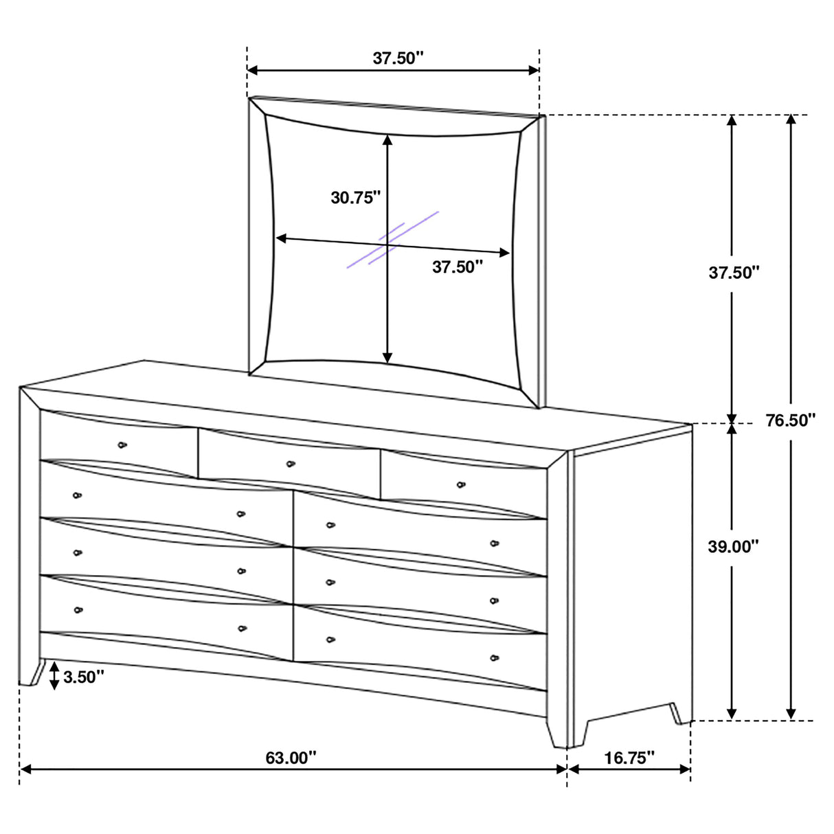 Dresser With Mirror - Phoenix 9-drawer Dresser with Mirror Deep Cappuccino