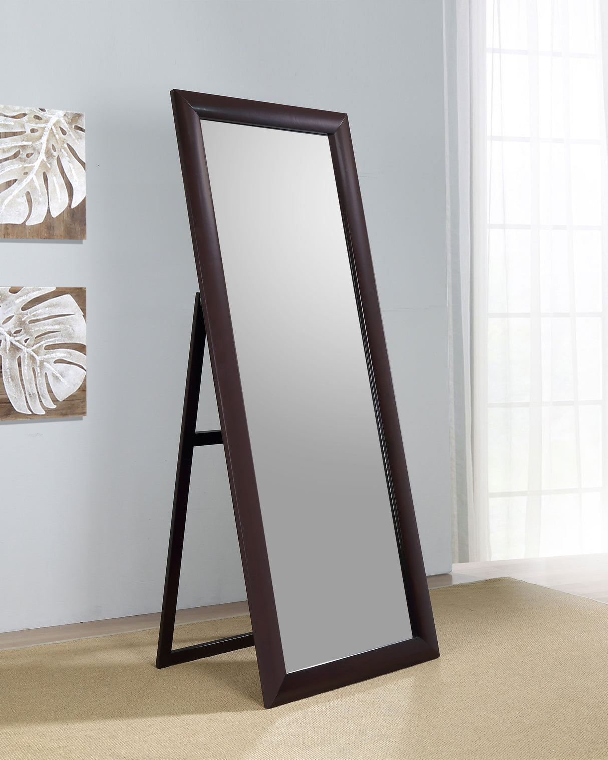 Standing Mirror - Phoenix Rectangular Standing Floor Mirror Black