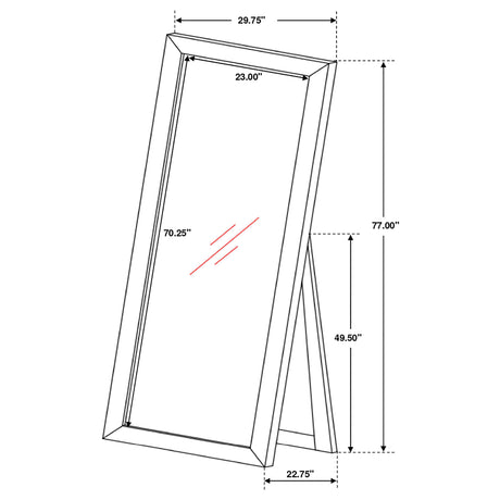 Standing Mirror - Phoenix Rectangular Standing Floor Mirror Black