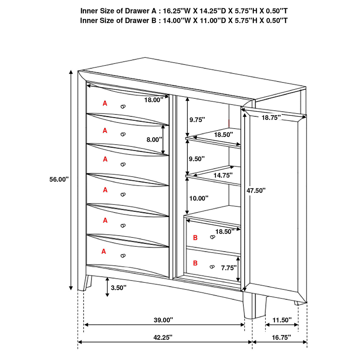 Door Chest - Phoenix 6-drawer Door Chest Deep Cappuccino