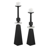 Ebon Glow Floor Candleholders (Set of 2) - Black by Uttermost - View 1