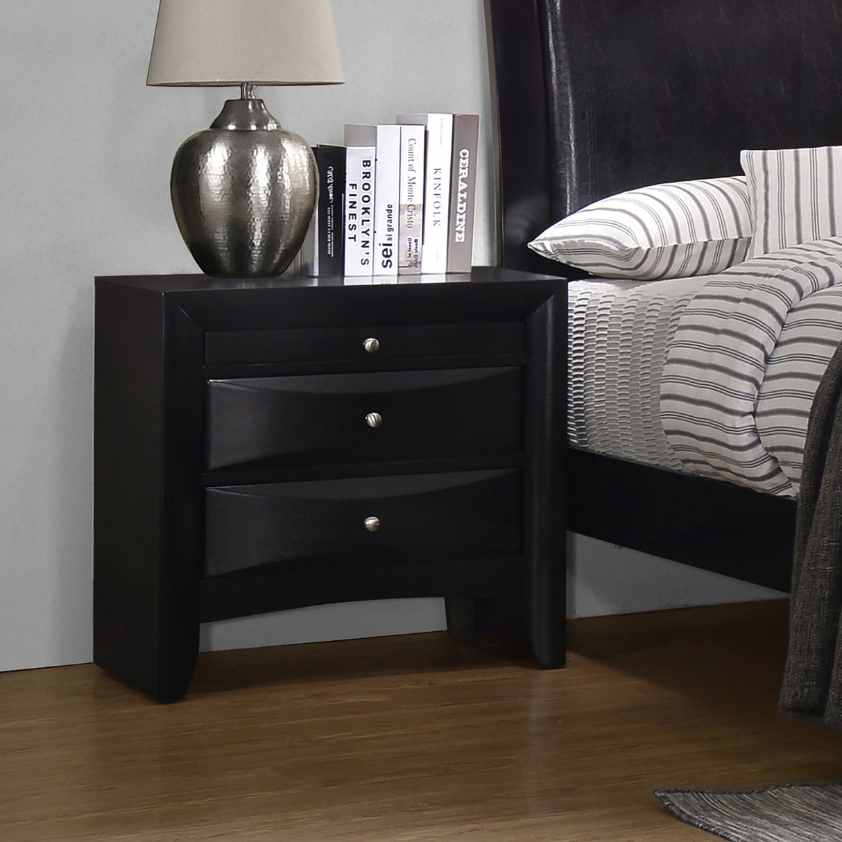 Briana 2-drawer Nightstand Black - Home Elegance USA