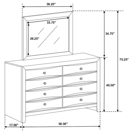 Briana Rectangular 8 - drawer Dresser with Mirror Black | Coaster | Home Elegance USA