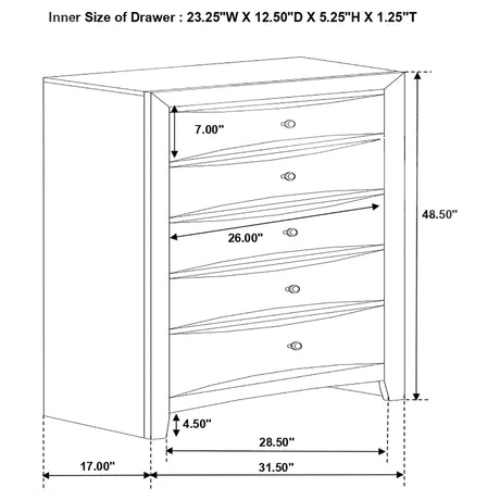 Briana Rectangular 5 - drawer Chest Black | Coaster | Home Elegance USA
