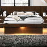 Eastern King Bed - Jessica Wood Eastern King LED Panel Bed Cappuccino