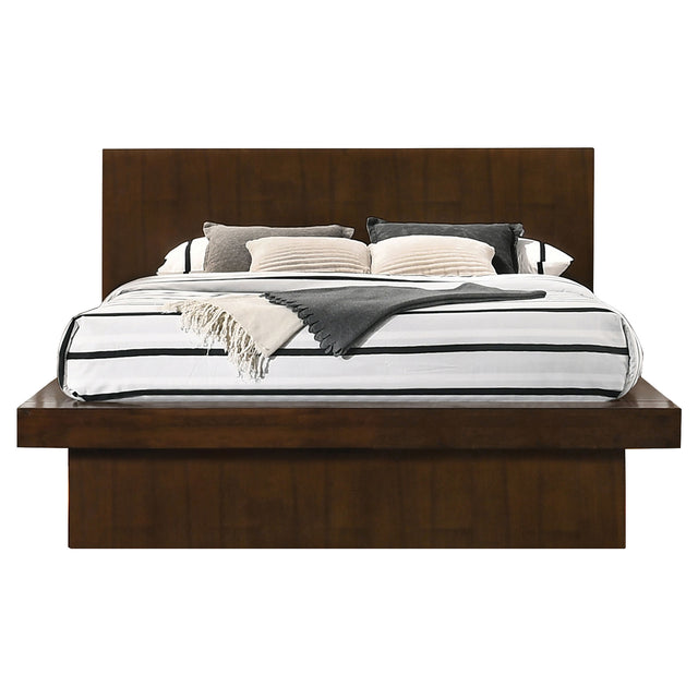 Eastern King Bed - Jessica Wood Eastern King LED Panel Bed Cappuccino