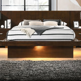 Queen Bed - Jessica Wood Queen LED Panel Bed Cappuccino