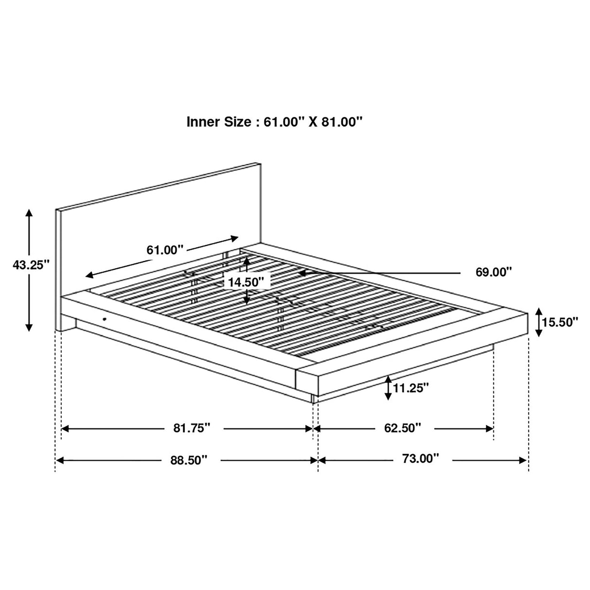 Queen Bed - Jessica Wood Queen LED Panel Bed Cappuccino