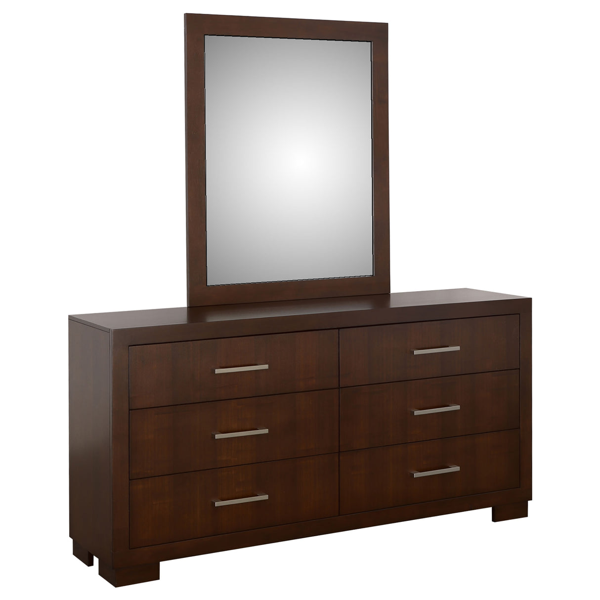 Dresser With Mirror - Jessica 6-drawer Dresser with Mirror Cappuccino