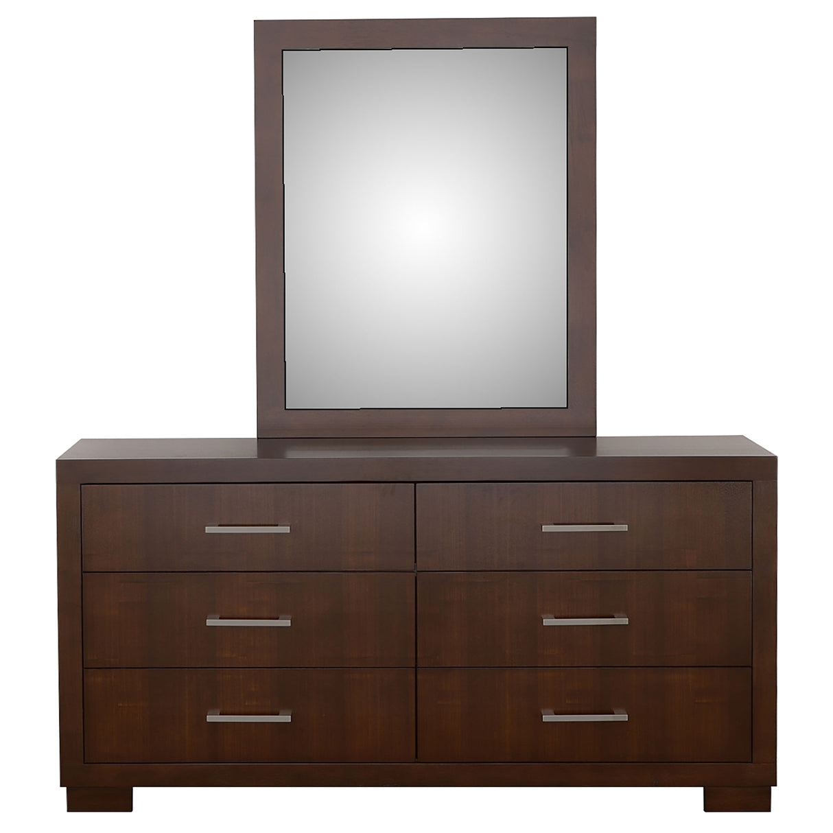 Dresser With Mirror - Jessica 6-drawer Dresser with Mirror Cappuccino