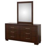 Dresser With Mirror - Jessica 6-drawer Dresser with Mirror Cappuccino