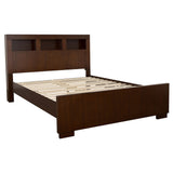 Eastern King Bed - Jessica Eastern King LED Storage Bookcase Bed Cappuccino