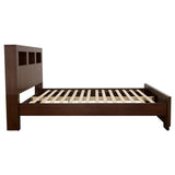 Eastern King Bed - Jessica Eastern King LED Storage Bookcase Bed Cappuccino