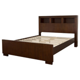 California King Bed - Jessica California King LED Storage Bookcase Bed Cappuccino