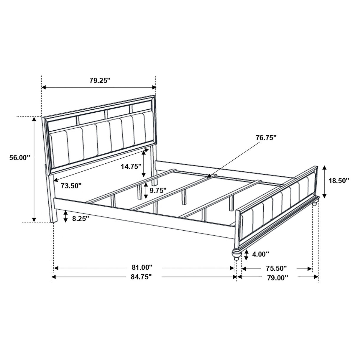 Eastern King Bed - Barzini Wood Eastern King Panel Bed Black