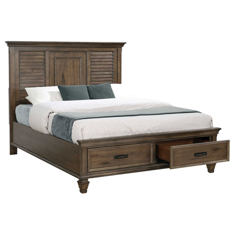 Eastern King Storage Bed  - Franco Wood Eastern King Storage Panel Bed Burnished Oak