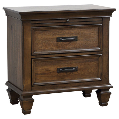 Nightstand - Franco 2-drawer Nightstand with Pull Out Tray Burnished Oak