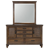 Dresser With Mirror - Franco 5-drawer Dresser with Mirror with 2 Louvered Doors Burnished Oak