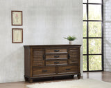 Dresser - Franco 5-drawer Dresser with 2 Louvered Doors Burnished Oak