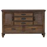 Dresser - Franco 5-drawer Dresser with 2 Louvered Doors Burnished Oak