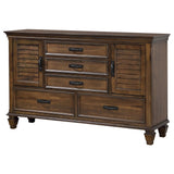 Dresser - Franco 5-drawer Dresser with 2 Louvered Doors Burnished Oak