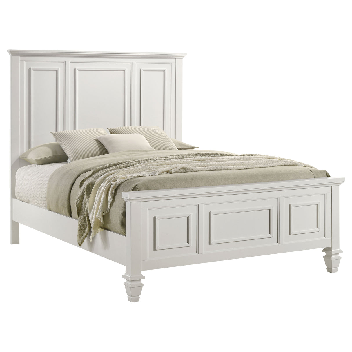 Eastern King Bed - Sandy Beach Wood Eastern King Panel Bed Cream White