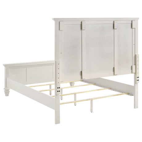 Eastern King Bed - Sandy Beach Wood Eastern King Panel Bed Cream White