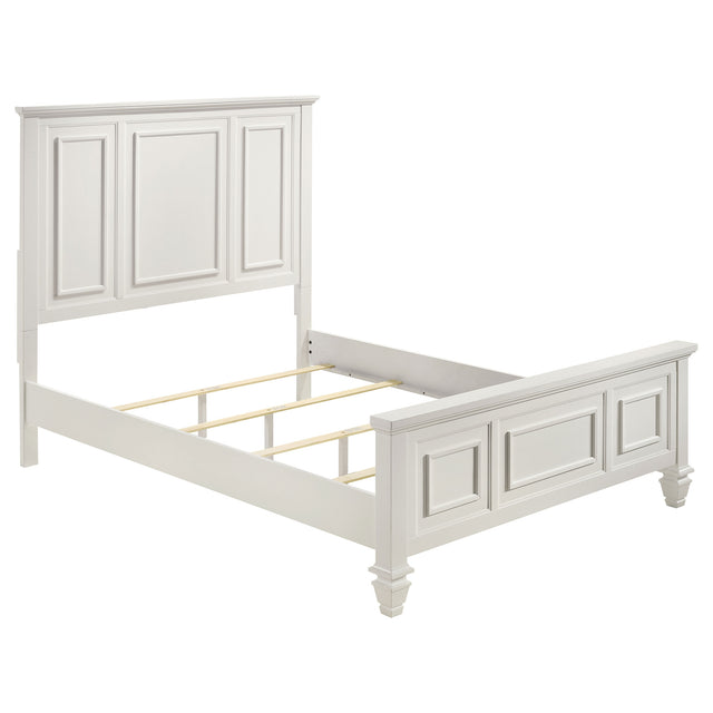 Queen Bed - Sandy Beach Wood Queen Panel Bed Cream White