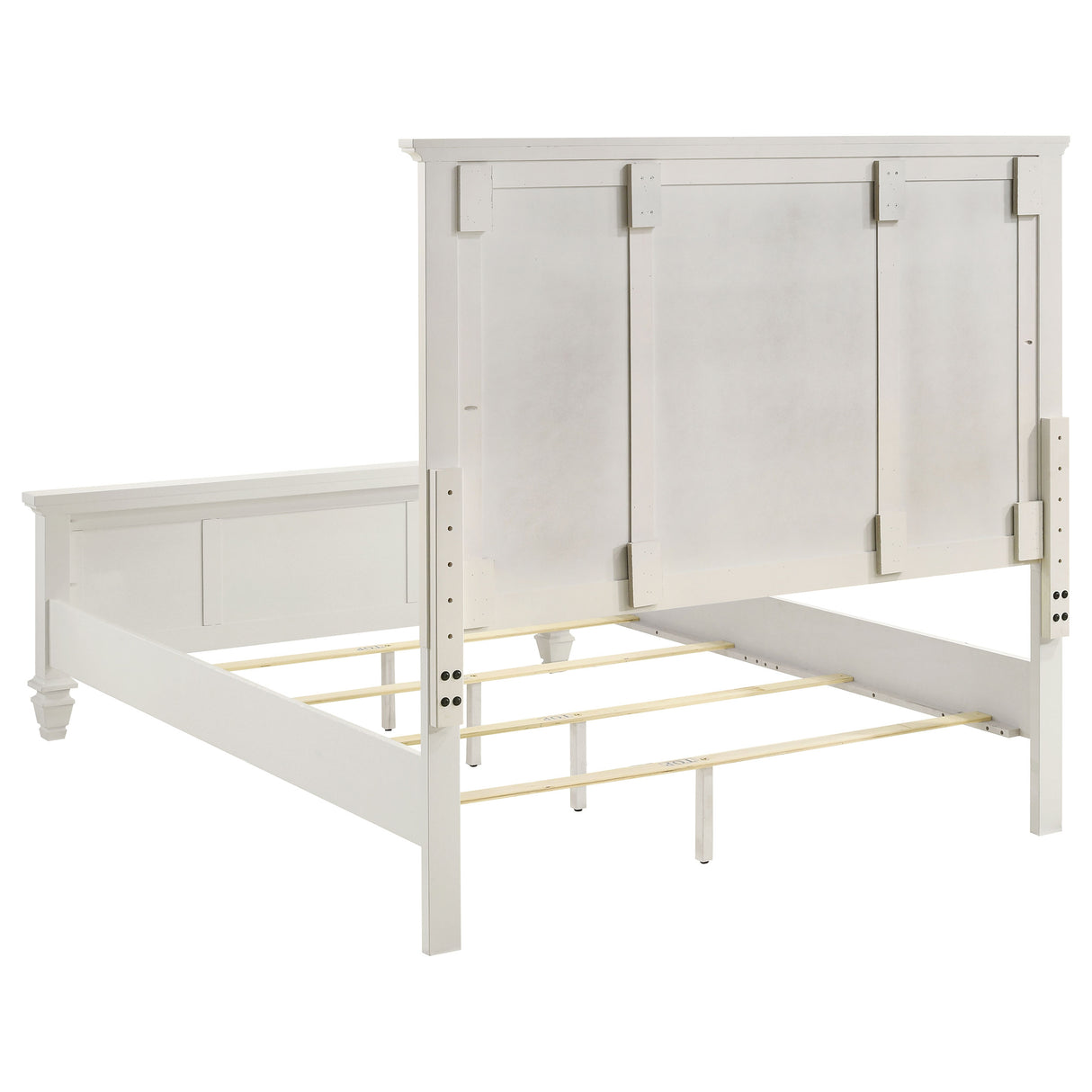 Queen Bed - Sandy Beach Wood Queen Panel Bed Cream White