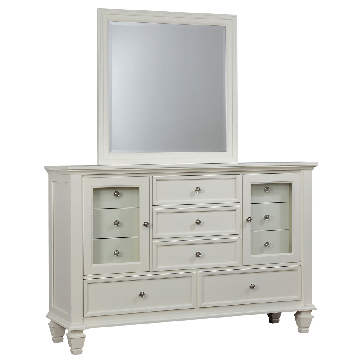 Dresser With Mirror - Sandy Beach 11-drawer Dresser with Mirror Cream White