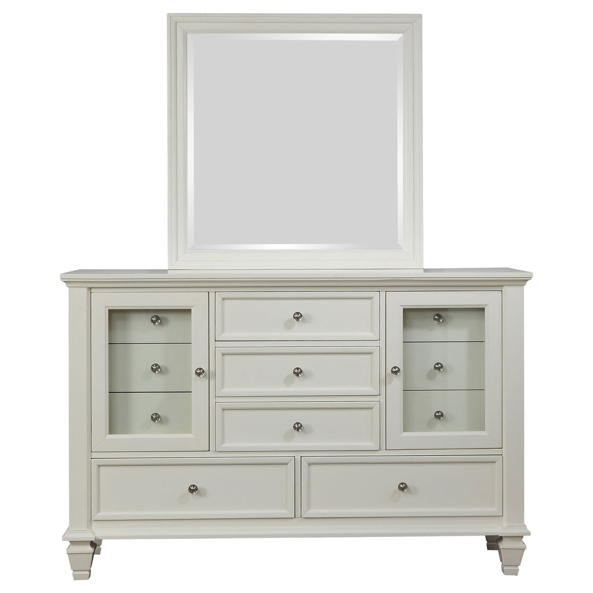 Dresser With Mirror - Sandy Beach 11-drawer Dresser with Mirror Cream White