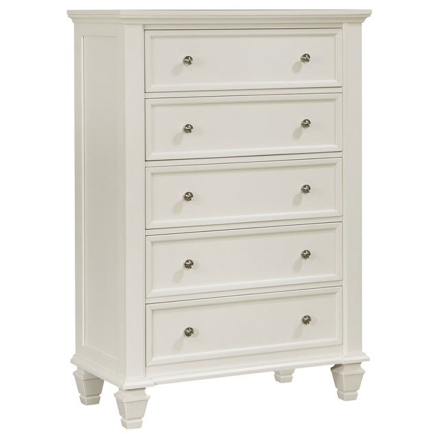 Chest - Sandy Beach 5-drawer Rectangular Chest Cream White