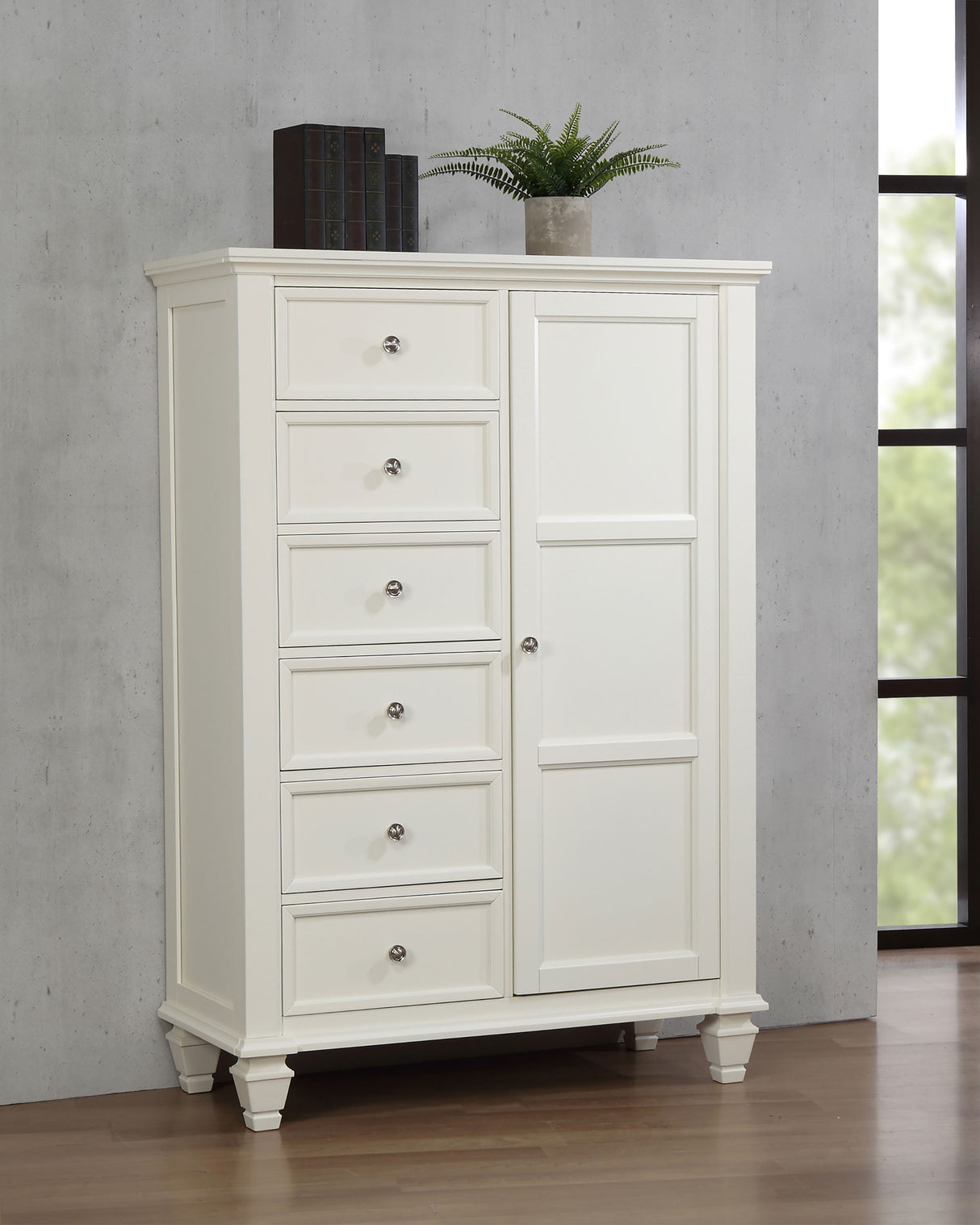 Door Chest - Sandy Beach 8-drawer Door Chest Storage Cream White