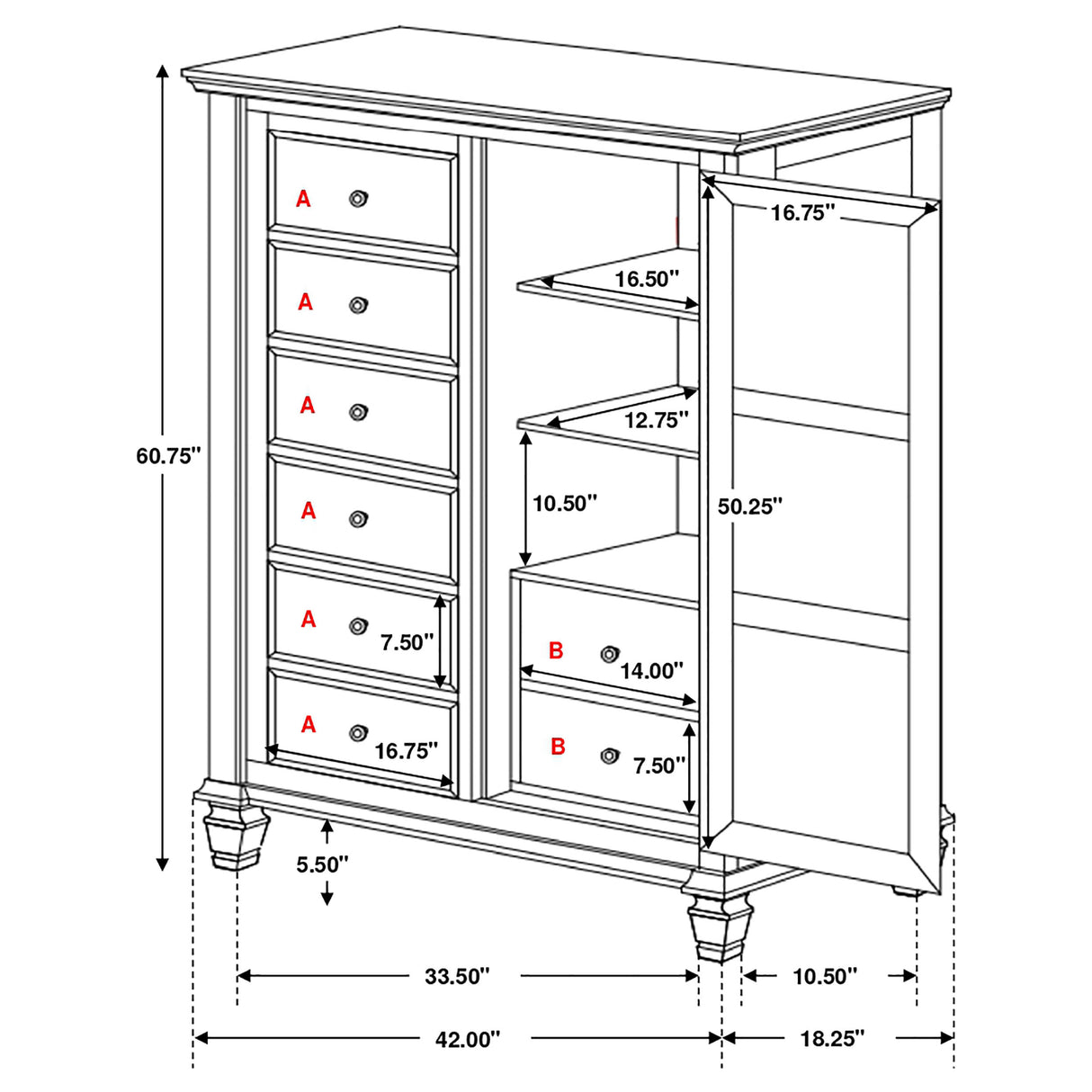 Door Chest - Sandy Beach 8-drawer Door Chest Storage Cream White