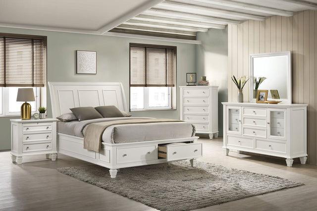 Queen Bed 5 Pc Set - Sandy Beach 5-piece Queen Bedroom Set Cream White