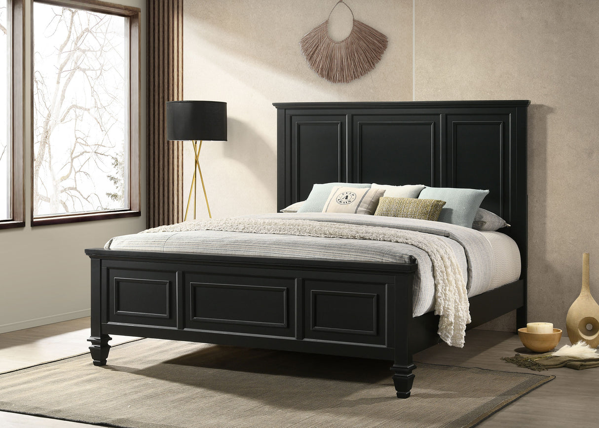 California King Bed - Sandy Beach Wood California King Panel Bed Black