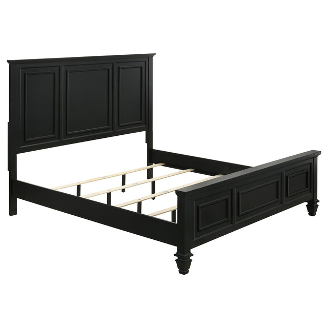 California King Bed - Sandy Beach Wood California King Panel Bed Black