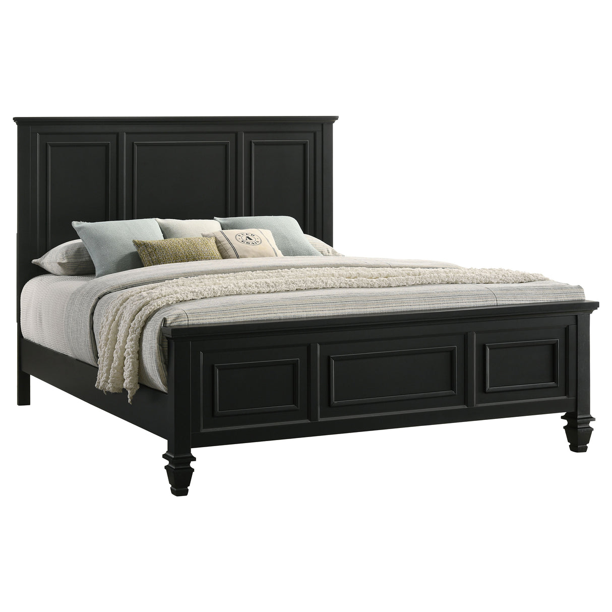 California King Bed - Sandy Beach Wood California King Panel Bed Black