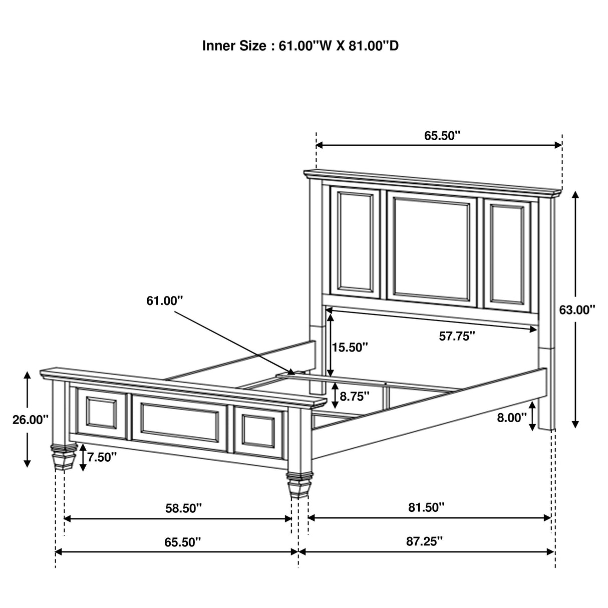 Queen Bed - Sandy Beach Wood Queen Panel Bed Black