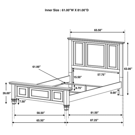 Queen Bed - Sandy Beach Wood Queen Panel Bed Black