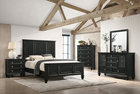 Queen Bed - Sandy Beach Wood Queen Panel Bed Black