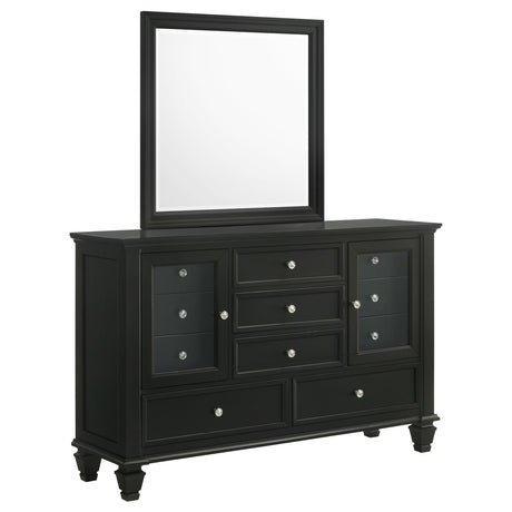 Dresser With Mirror - Sandy Beach 11-drawer Dresser with Mirror Black