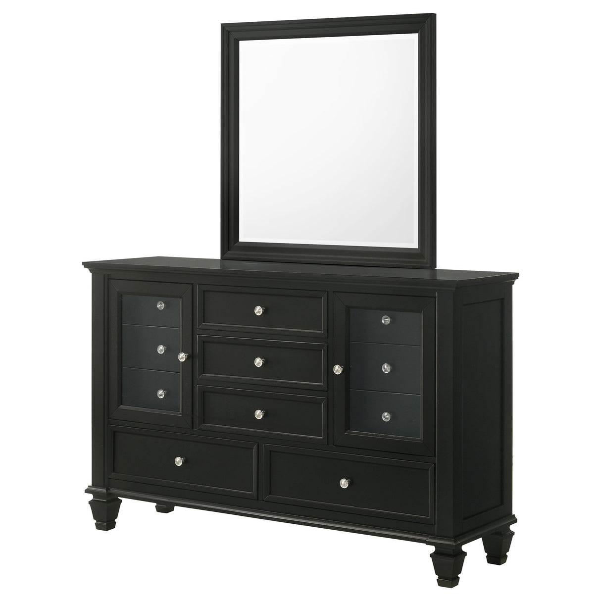 Dresser With Mirror - Sandy Beach 11-drawer Dresser with Mirror Black