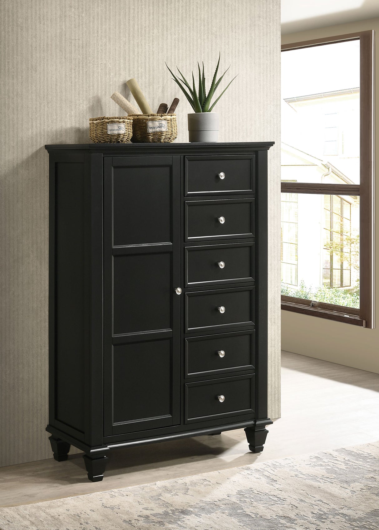 Door Chest - Sandy Beach Door Chest with Concealed Storage Black